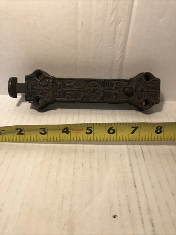 Vintage Victorian Cast Iron Door Latch Deadbolt Eastlake Working Ornate Cover