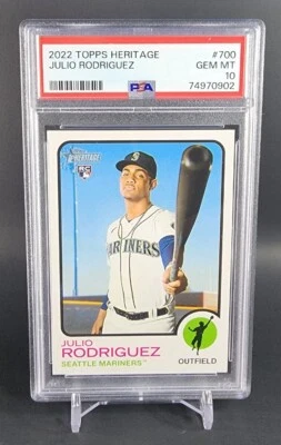 2022 Topps Heritage Julio Rodriguez 700 Mariners RC Rookie PSA 10 GEM MINT  - Image 1 of 2