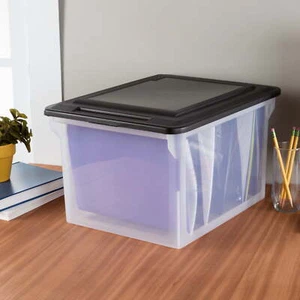 Sterilite Plastic Letter-Size File Box, Clear - Picture 1 of 7