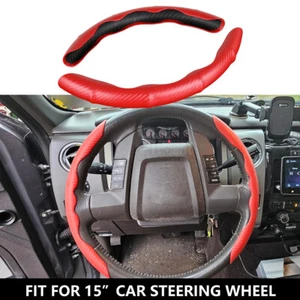Cubierta de volante de automóvil de cuero rojo fibra de carbono de 15" para Ford Escape Explorer - Imagen 1 de 15