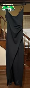 LULUS Sweetest Admirer Maxikleid schwarz gerafft Surplice Größe Large Hochzeit - Bild 1 von 15
