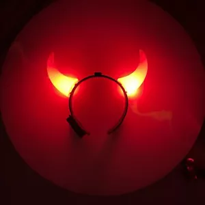 Teufelshörner Rot Leuchtend LED, Haarreif Devil Karneval Halloween - Bild 1 von 2