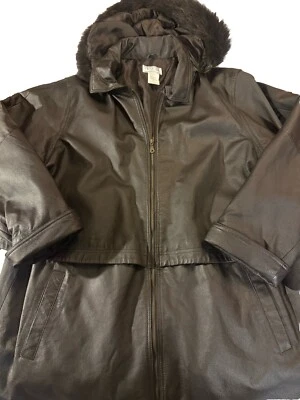 Vintage Venezia Vitale Women’s Leather Coat Size B6 Black - Image 1 of 4