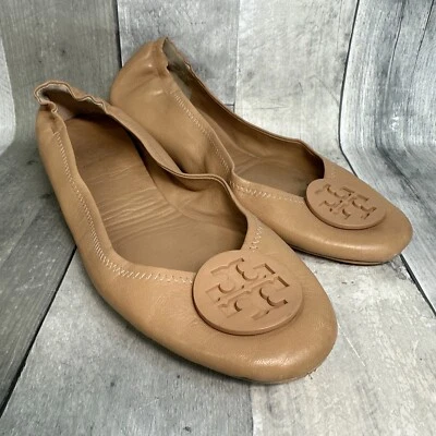 Tory Burch Mujer Minnie Ballet Pisos Cuero Rosa Logo Botón Suela de Goma 9.5 Foto 1 de 4