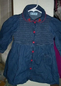 GYMBOREE HI HO SAILOR SMOCKED DENIM DRESS 4T 5 VINTAGE - Picture 1 of 1