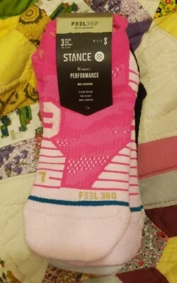 Stance Womens Performance Mid Cushion Tab Socks WATCH ME 3 Pair SMALL - Image 1 of 3