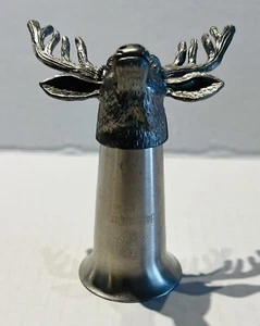 Vintage Jagermeister Bar Schnapsglas Hirsch Hirsch Buck Elchkopf Zinn & Edelstahl  - Bild 1 von 4