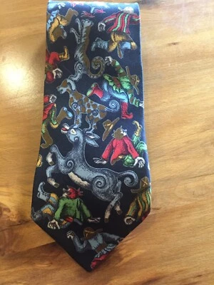 Charles Jourdan 幻想马戏团印花丝绸领带  — 第 1/4 张图片