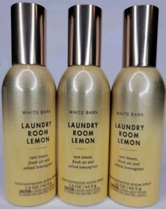 3 BATH & BODY WORKS WHITE BARN LAUNDRY ROOM LEMON ROOM SPRAY 1.5 FL OZ - Picture 1 of 5