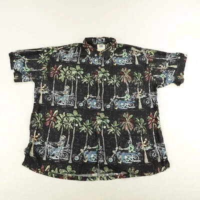 Camisa AVi Kahala Para Hombres XL Negra Motocicletas Palmeras Hawaiana Abotonada Aloha Foto 1 de 4