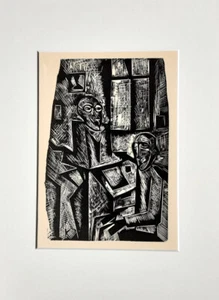 Robert Koepke : Zwei Männer - (Orig.-Holzschnitt / ca.1923, nicht signiert) - Bild 1 von 1
