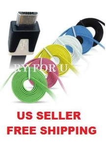 Colorful 3ft Flat Data Sync Charging Cable For Micro USB phone Samsung Android - Picture 1 of 26