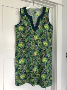 Lands' End Damen Gr. M Baumwolle Tropical Jersey Schwimmen Überziehen Kleid Ärmellos - Bild 1 von 7