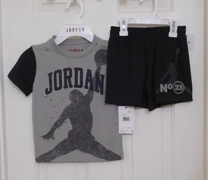NWT 2pc Air Jordan Gray Black Shirt & Shorts Set sz 4 or 6 - Picture 1 of 1