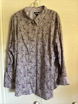 Blusa Chaps Púrpura Cachemira Sin Hierro Manga Larga Abotonada Talla Grande 3X Reversible Cu Foto 1 de 4