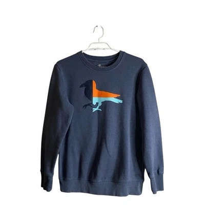 Sudadera Moderna Diversión Para Mujer Azul Gráfico Pájaro Mezcla Algodón Cuello Redondo Foto 1 de 4