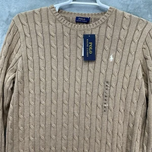 Polo Ralph Lauren Pullover Herren XL Zopfmuster Fischer Braun Grob Preppy Büro - Bild 1 von 14