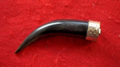 Colgante de cuerno negro vintage de plata de ley .925 de 3,5" de largo Foto 1 de 4