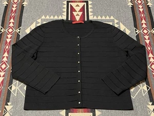Carolina Herrera Women’s Cardigan Knit Sweater Jacket Black Size M Gold T33 - Picture 1 of 8