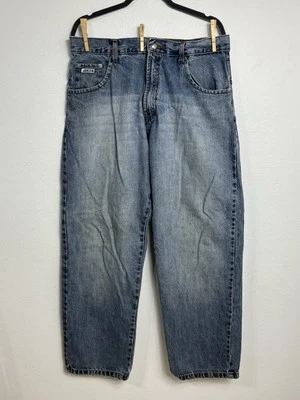 Pantalones de mezclilla JOKER para hombre 38Wx31 entrepierna azul lavado medio holgados hip hop patinador Y2K Foto 1 de 4
