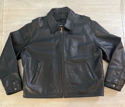 Wilsons Leather Men's Black Genuine Leather Jacket Coat XL Classic Vintage - Image 1 of 4