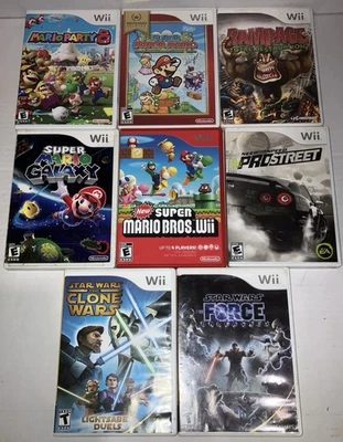 Wii 8 GAME LOT! MARIO PARTY 8 SUPER MARIO BROS PAPER MARIO GALAXY CIB LOOK!!!! - Image 1 of 4