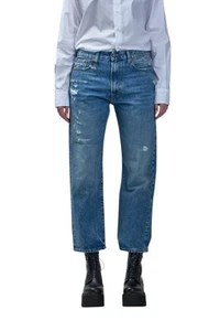 R13 Boyfriend Women Jeans 23 Washed Ankle Length Distress Bain W Rips RRP€595 - Picture 1 of 12