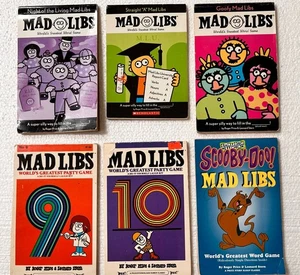6 Vintage Mad Libs Book Lot #9, 10, Goofy, Night of Living, Straight A, Scooby - Picture 1 of 3