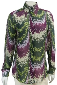 Vintage DOLCE & GABBANA lila grün Blätter Print Button Down Bluse Small S - Bild 1 von 10