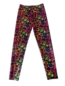 Dori Creations Girls Rainbow Metallic Skull Graphic Printed Leggings Size 8-10 - Picture 1 of 3