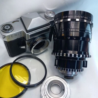 RARE!! KMZ Rubin-1 2.8 37-80mm Zoom Lens Adapted For M42 Bonus Zenit 6 1966 year - Image 1 of 4