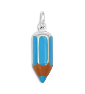 Collana a matita in argento, matita colore blu, ciondolo in argento sterling 925 - S-664 - Foto 1 di 1