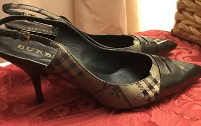 Auténticos tacones BURBERRY Haymarket a cuadros de cuero a cuadros talla 7/37 M Foto 1 de 4