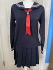 Japanese, Sailor Style School Uniform, 4 Pcs, Navy Blue, XL