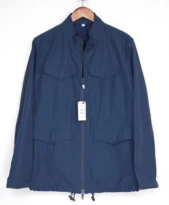 Hardy Amies Field Jacket Mens M Solid Dark Blue Zip Front 4 Pocket Fall - Image 1 of 4