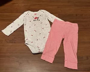 Carters Baby Girl “Love Bug” Lady Bug Outfit Longsleeve Bodysuit & Pants Sz 12M - Picture 1 of 7