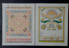 Lot of 2 Vintage 1986-1987 Pennsylvania Dutch FRAKTUR Color Print by WAG-TAGS