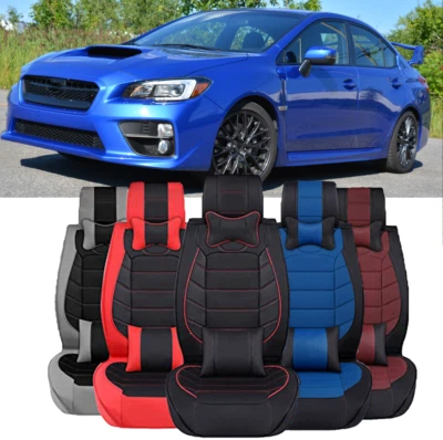 For Subaru WRX STI PU Leather Front & Rear Car Seat Covers 2/5-Seats Cushion - Image 1 of 4