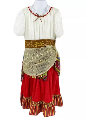 Disfraz de Halloween Gypsy Cutie Niñas Talla Pequeña 4-6 Vestido Rojo Dorado 2 Piezas NUEVO Foto 1 de 4