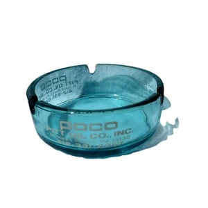 VTG POCO Pitt Oil Co., INC. McKees Rocks Pa. Light Teal Blue Glass Ashtray GIFT - Picture 1 of 2
