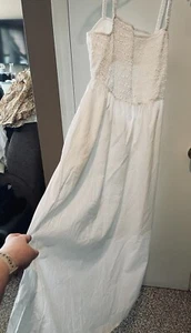 Maxi Vestido Old Navy XL Calado Azul Blanco Rayas Tanque Volantes Cottagecore - Imagen 1 de 13