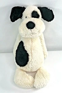 Jellycat Bashful Puppy Dog Black Cream Spot Stuffed Animal Plush Soft Toy 15" - Picture 1 of 2