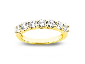 7Stone 0.49ct Diamond Wedding Band Ring Sterling Silver JK I1-I2 Prong Set - Picture 1 of 3
