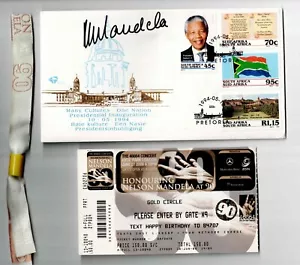 Nelson Mandela signed 1994 Inauguration FDC Ticket & Wristband Rare - Picture 1 of 5