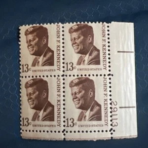 1287 John F Kennedy Plate Block 1967 13¢ Stamps - Picture 1 of 2