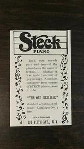 Vintage 1904 Steck Piano Fifth Avenue New York Original Ad - 721 - Bild 1 von 1