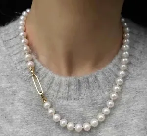 Stunning 9-10MM Japanese Akoya Cultured AAA+ Pearl Necklace 20" women necklaces - Picture 1 of 7