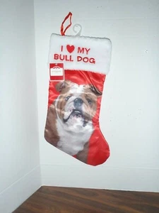 Bull Dog Weihnachtsstrumpf I Love Bull Dog Holiday NEU mit Etikett - Bild 1 von 1