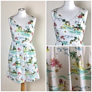 Oliver Bonas Tropical Print V Neck Fully Lined Dress Size - UK10 - Picture 1 of 6