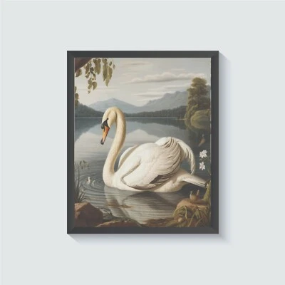 Pôster vintage com estampa de arte de parede Swan Bird - Imagem 1 de 4